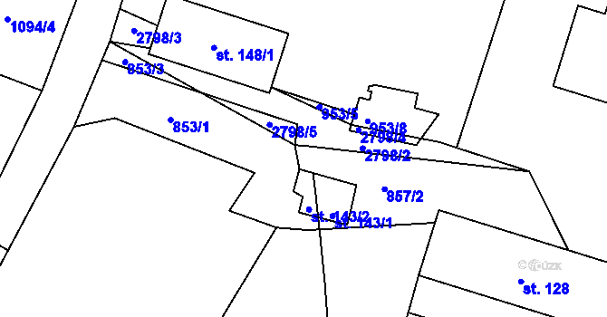 Parcela st. 853/2 v KÚ Kolný, Katastrální mapa