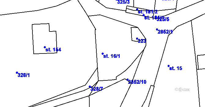 Parcela st. 16/1 v KÚ Lhotice u Českých Budějovic, Katastrální mapa