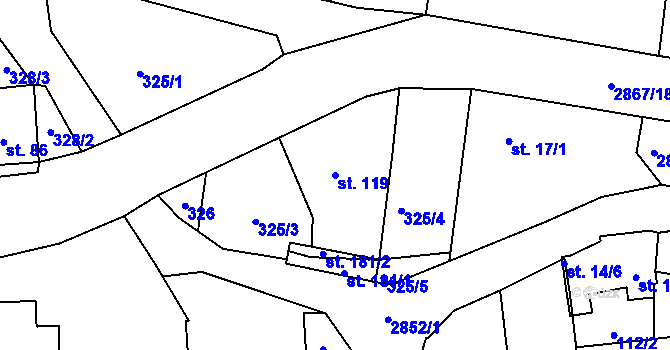 Parcela st. 119 v KÚ Lhotice u Českých Budějovic, Katastrální mapa