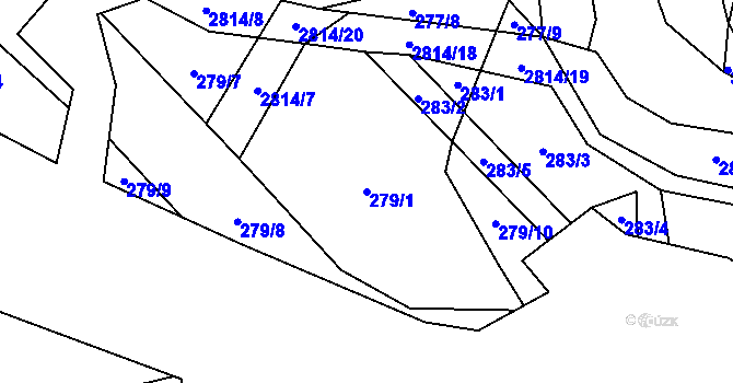 Parcela st. 279/1 v KÚ Lhotice u Českých Budějovic, Katastrální mapa