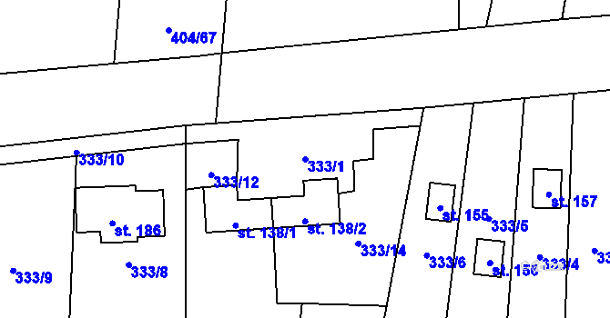 Parcela st. 333/1 v KÚ Lhotice u Českých Budějovic, Katastrální mapa