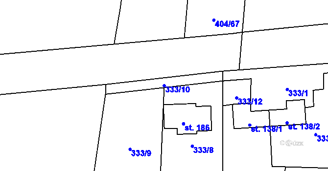 Parcela st. 333/10 v KÚ Lhotice u Českých Budějovic, Katastrální mapa