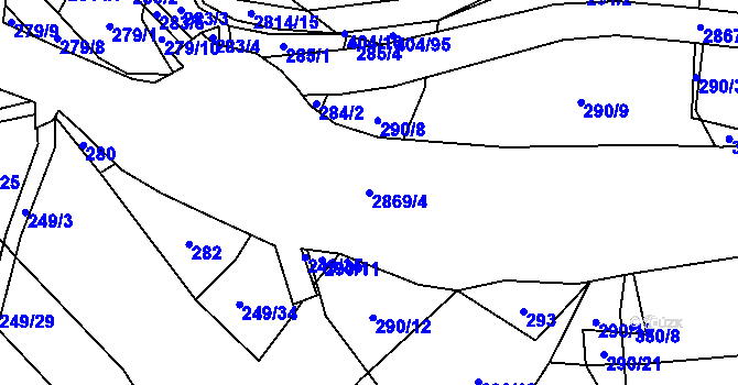 Parcela st. 2869/4 v KÚ Lhotice u Českých Budějovic, Katastrální mapa