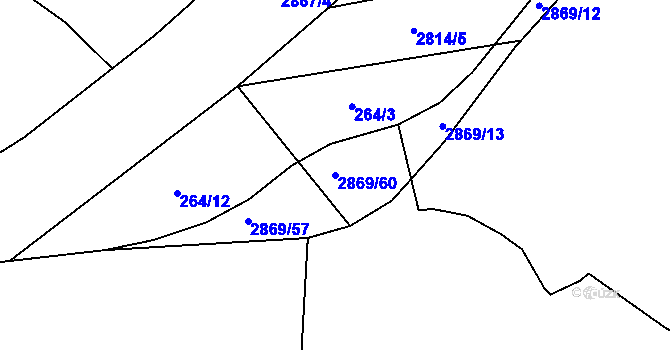 Parcela st. 2869/60 v KÚ Lhotice u Českých Budějovic, Katastrální mapa