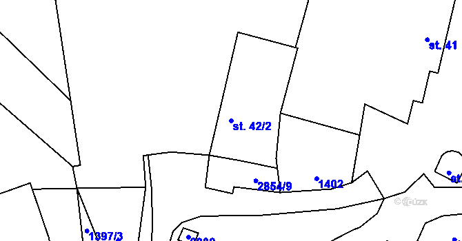 Parcela st. 42/2 v KÚ Velechvín, Katastrální mapa
