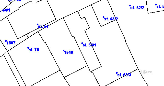 Parcela st. 53/1 v KÚ Velechvín, Katastrální mapa