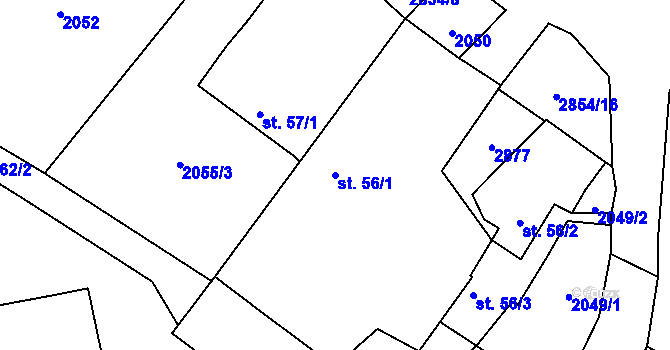 Parcela st. 56/1 v KÚ Velechvín, Katastrální mapa