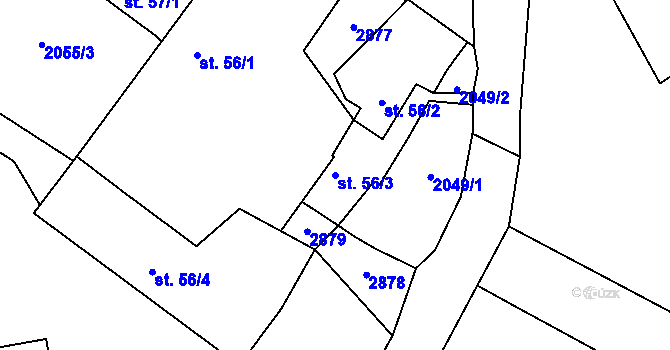 Parcela st. 56/3 v KÚ Velechvín, Katastrální mapa