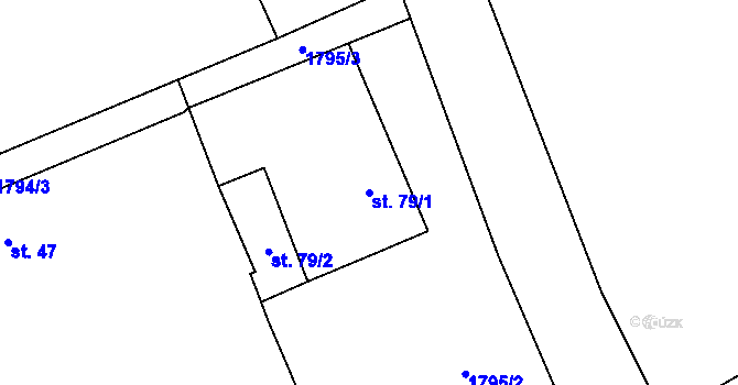 Parcela st. 79/1 v KÚ Velechvín, Katastrální mapa