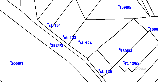 Parcela st. 124 v KÚ Velechvín, Katastrální mapa