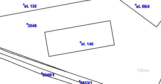 Parcela st. 140 v KÚ Velechvín, Katastrální mapa