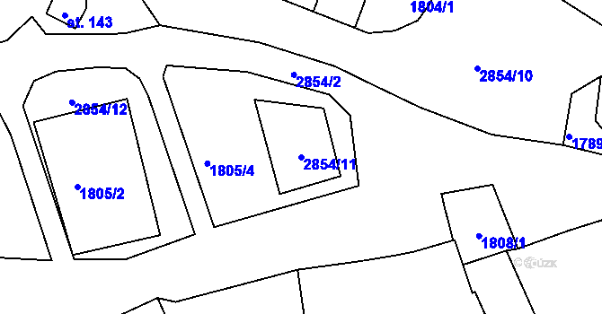 Parcela st. 2854/11 v KÚ Velechvín, Katastrální mapa