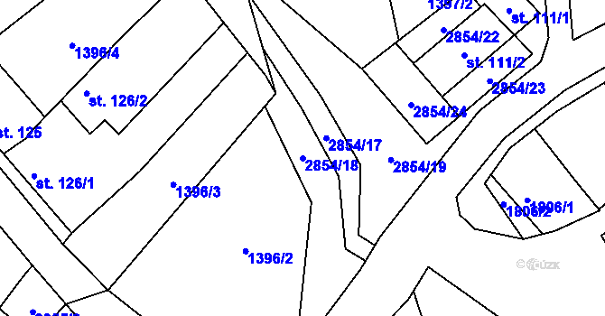 Parcela st. 2854/18 v KÚ Velechvín, Katastrální mapa