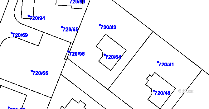 Parcela st. 720/64 v KÚ Koloděje, Katastrální mapa