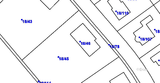 Parcela st. 18/46 v KÚ Koloděje, Katastrální mapa