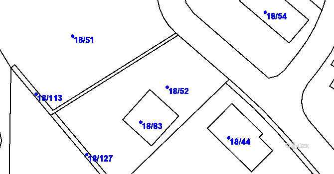 Parcela st. 18/52 v KÚ Koloděje, Katastrální mapa