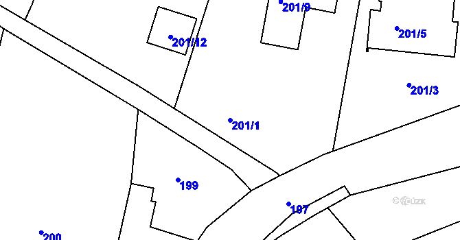 Parcela st. 201/1 v KÚ Koloděje, Katastrální mapa