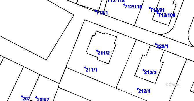 Parcela st. 211/2 v KÚ Koloděje, Katastrální mapa
