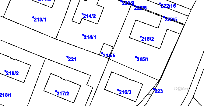 Parcela st. 214/5 v KÚ Koloděje, Katastrální mapa