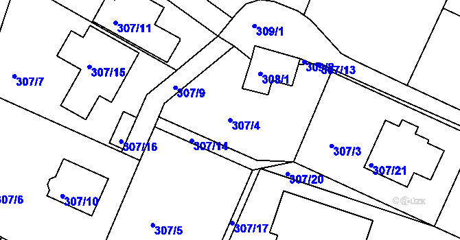 Parcela st. 307/4 v KÚ Koloděje, Katastrální mapa