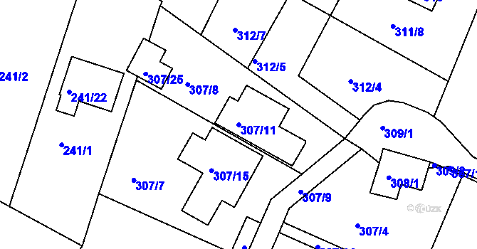 Parcela st. 307/11 v KÚ Koloděje, Katastrální mapa