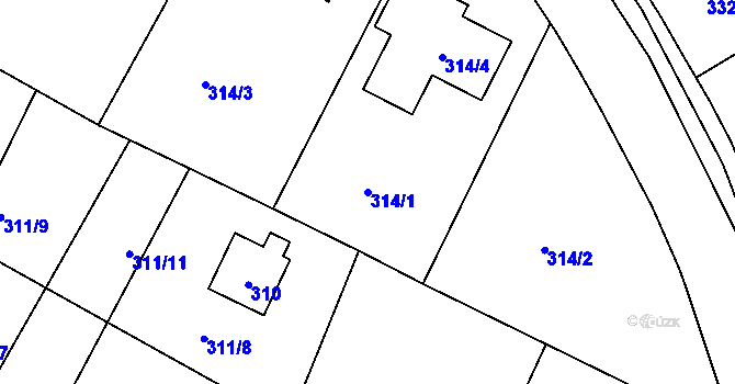 Parcela st. 314/1 v KÚ Koloděje, Katastrální mapa