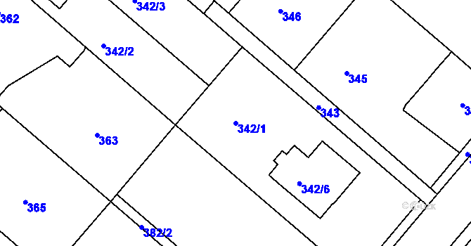 Parcela st. 342/1 v KÚ Koloděje, Katastrální mapa