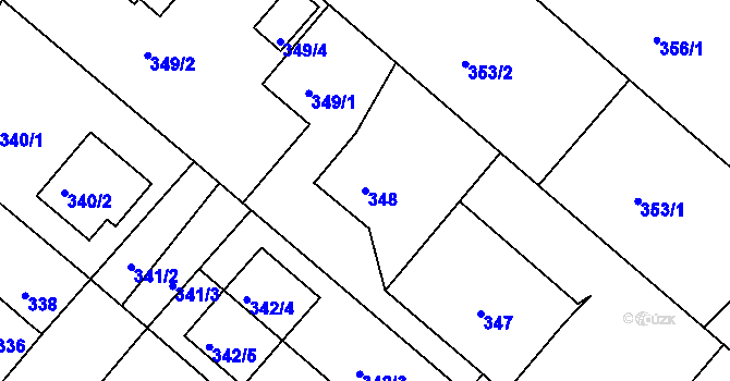 Parcela st. 348 v KÚ Koloděje, Katastrální mapa
