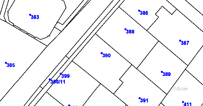 Parcela st. 390 v KÚ Koloděje, Katastrální mapa