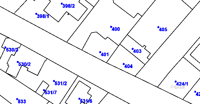 Parcela st. 401 v KÚ Koloděje, Katastrální mapa