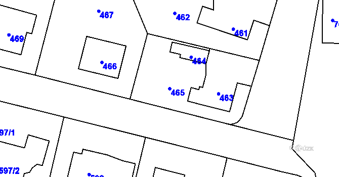 Parcela st. 465 v KÚ Koloděje, Katastrální mapa