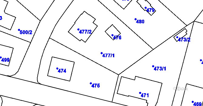 Parcela st. 477/1 v KÚ Koloděje, Katastrální mapa