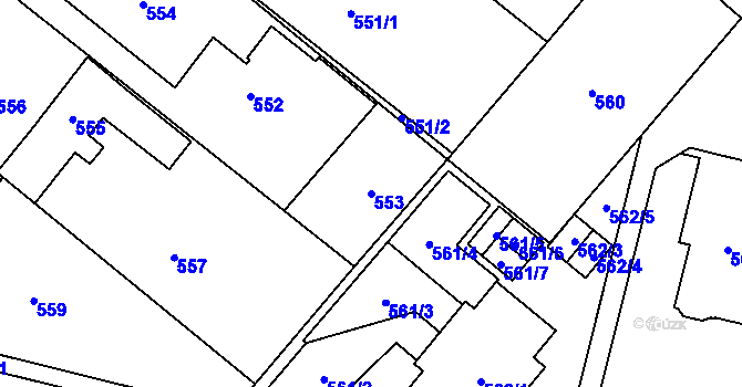 Parcela st. 553 v KÚ Koloděje, Katastrální mapa