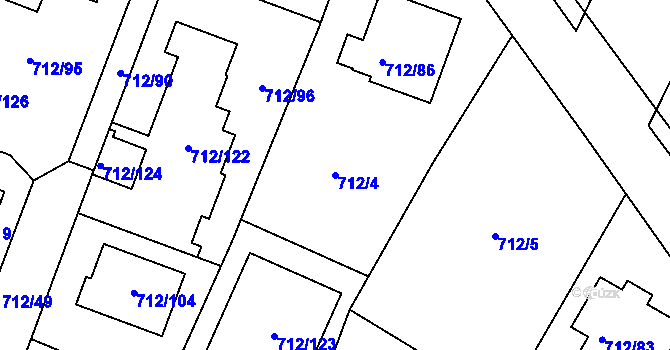 Parcela st. 712/4 v KÚ Koloděje, Katastrální mapa