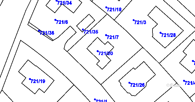 Parcela st. 721/20 v KÚ Koloděje, Katastrální mapa
