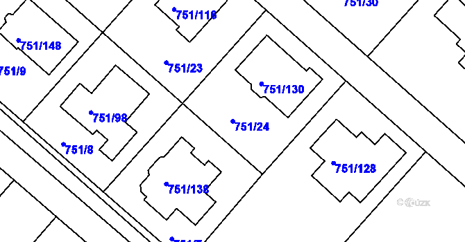 Parcela st. 751/24 v KÚ Koloděje, Katastrální mapa
