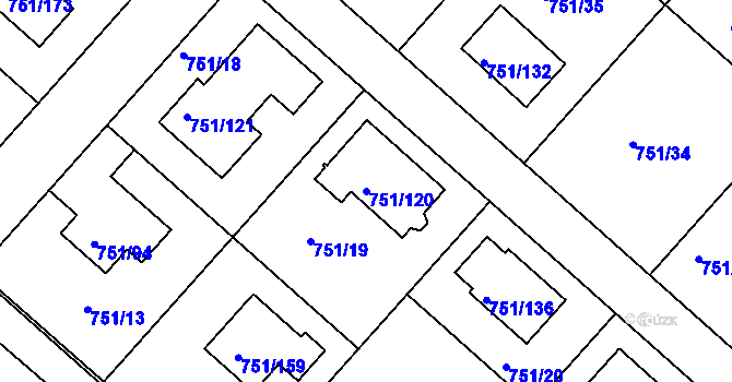 Parcela st. 751/120 v KÚ Koloděje, Katastrální mapa