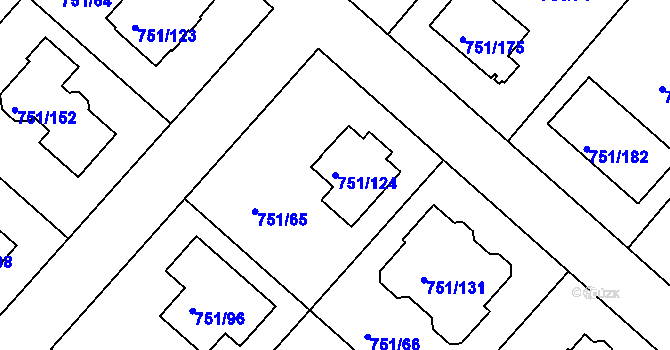 Parcela st. 751/124 v KÚ Koloděje, Katastrální mapa