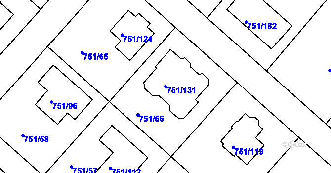 Parcela st. 751/131 v KÚ Koloděje, Katastrální mapa