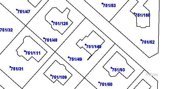 Parcela st. 751/149 v KÚ Koloděje, Katastrální mapa