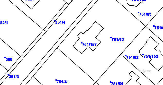 Parcela st. 751/157 v KÚ Koloděje, Katastrální mapa