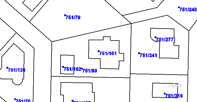 Parcela st. 751/161 v KÚ Koloděje, Katastrální mapa