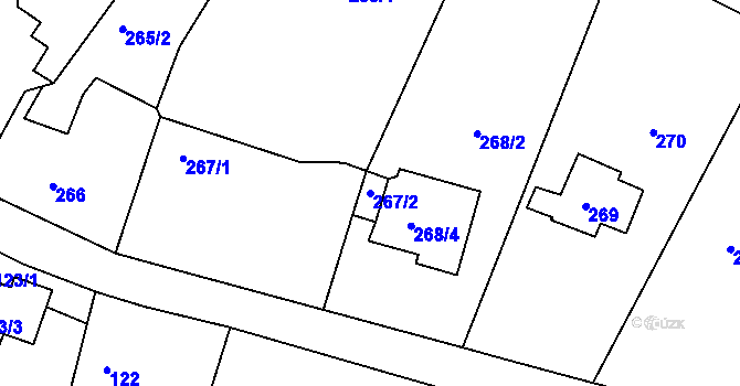 Parcela st. 267/2 v KÚ Koloděje, Katastrální mapa