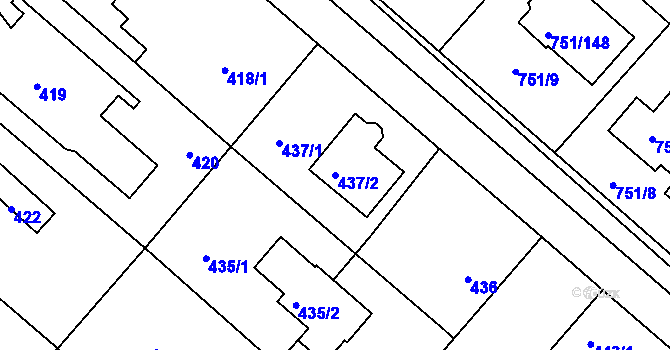 Parcela st. 437/2 v KÚ Koloděje, Katastrální mapa