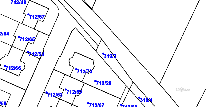 Parcela st. 319/3 v KÚ Koloděje, Katastrální mapa