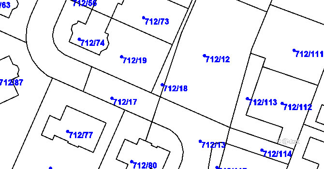 Parcela st. 712/18 v KÚ Koloděje, Katastrální mapa