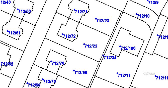 Parcela st. 712/22 v KÚ Koloděje, Katastrální mapa