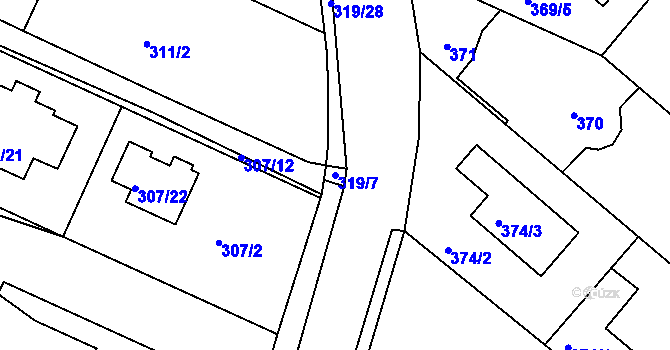 Parcela st. 319/7 v KÚ Koloděje, Katastrální mapa