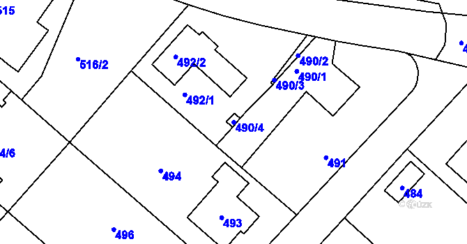 Parcela st. 490/4 v KÚ Koloděje, Katastrální mapa