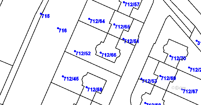 Parcela st. 712/66 v KÚ Koloděje, Katastrální mapa